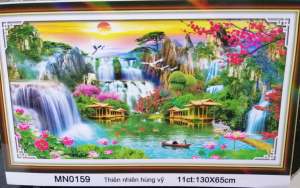 Tranh thêu chữ thập phong cảnh Thiên nhiên hùng vỹ thêu kín (về tự thêu) MN0159