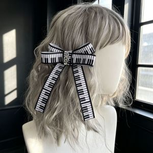Y2K Piano Keys Notes Harajuku Style Bow Hair Clip Sweet and Cute Japanese JK Lolita Hair Accessories Popular Womens Hair Clip