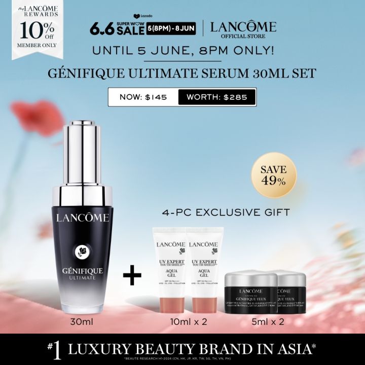 [Until 5 June, 8PM Only] Lancome Genifique Ultimate Serum 30ml + 4-pc gift (Now $145 | Worth $285)