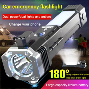 GiiMall COB Multi-Function Flashlight [Significant Effect] [Breaking Window Hammer+Side Lamp+Rope Cutting Knife]