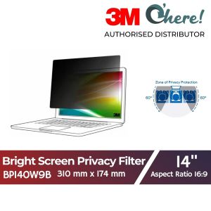 3M Bright Screen Privacy Filter for 14in Laptop 16:9 BP140W9B