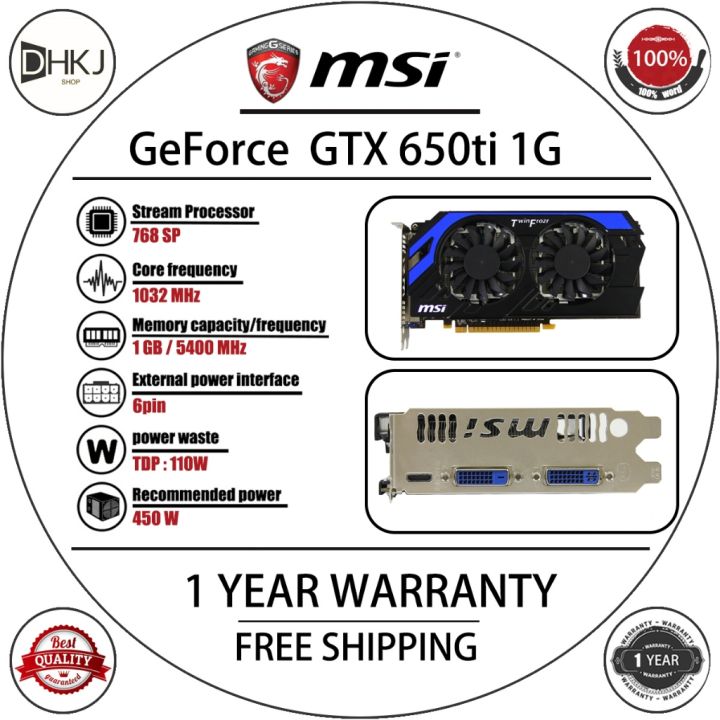 USED MSI GTX 650 Ti 1GB Graphics Cards Video Card for nVIDIA