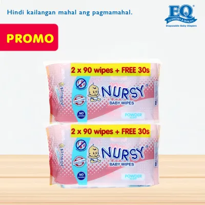 [PROMO PACK] Nursy Wipes Powder Scent 90 pulls - 4 Packs with FREE 30 pulls 2 Packs