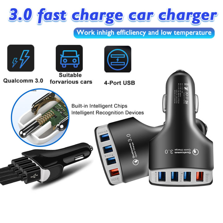Ports Car Charger Quick Charge Fast Car Phone Charger Car