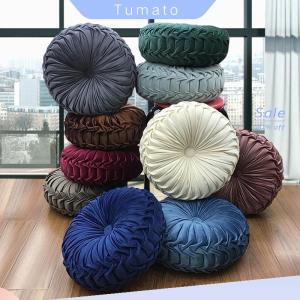 Tumato หมอนโซฟาผ้ากำมะหยี่สีทึบเย็บด้วยมือหมอนรองเอวเก้าอี้ทรงล้อทำจากผ้ากำมะหยี่สีพื้นดูหรูหรา