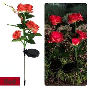 Garden Lights Decorative Landscape Lamp Lighting Decorations Rose Flowers Solar Decor Light Outdoor
