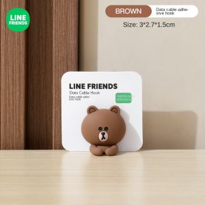 LINE FRIENDS Brown Cable Organizer with Strong Adhesive PVC Desk Setup LFB53
