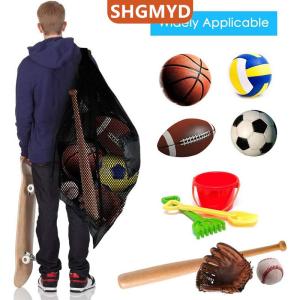 [COD] SHGMYD SPORTS กระเป๋าใส่ลูกฟุตบอลตาข่ายกระเป๋าเก็บของบาสเก็ตบอลเชือกรูดขนาดใหญ่พิเศษมีกระเป๋าซิปกระเป๋าตาข่ายวอลเลย์บอล