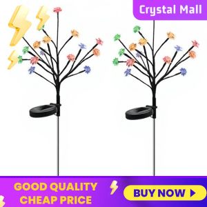 Solar Garden Lights 2 Pack Outdoor LED Flower-Shaped Lawn Lights Waterproof for Garden Pathway Decor