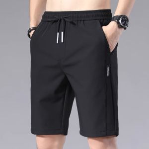 STAK376 ▶พร้อมส่ง◀ กางเกงขาสั้นผู้ชาย Shorts ผ้ายืดหยุ่น เอวต่ำปรับขนาดได้ Grey/Black/Dark Gray