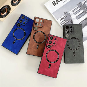 Luxury Sheepskin Leather Case For Samsung Galaxy S26 S25 S24 S23 S22 S21 Plus Ultra For Magsafe Magnetic Wireless Charging Cover
