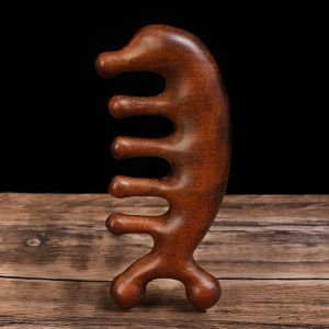 🔥Head Meridian Massage Comb Green Sandalwood Five Wide Tooth Comb Acupuncture Therapy Blood Circulation Anti-static Smooth Hair