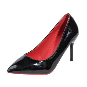 [Free Shipping] Pointed-Toe Stiletto-Heeled Shallow-Cut Patent Leather Pumps For Women In Nude Color Comfortable For Commuting And Easy On The Feet