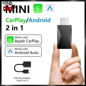 [Ueb Wholesale Mall]Wired To Wireless Carplay & Android Auto 2 in 1 Dongle USB Plug and Play OTA Upgrade for Wired CarPlay Android Auto Cars