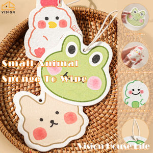 Vision Cute Cartoon Wood Pulp Cotton Dishwashing Sponge Kitchen Magical Wood Pulp Sponge Non-Scratch Scrub Sponges Cleans Fast Without Scratching Durable Absorbent Cleaning Cloth