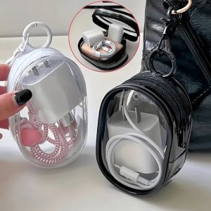 Transparent Storage Bag Headphone Charger Storage Box Multifunctional Clear Data Cable Storage Box