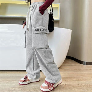 Beryl kids🌸กางเกงคาร์โก้เด็ก🎀กางเกงขายาวสําหรับผู้หญิง กางเกงขายาวขากว้างแบบหลวมๆ แบบสปอร์ต