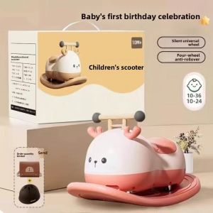 GLOBECART Peanut Shaped Rocking Horse Cute Universal Wheel Baby Car Baby Tricycle Bicycle For 1-5Y