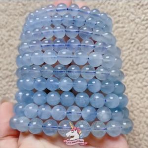 Ngọc Xanh Biển/ Aquamarine/ 7-10mm/ Thạch anh thiên nhiên 100%/ Vòng đá phong thủy