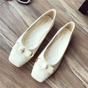 35-41 Women Korean fashion square toe flat ballet shoes comfort soft boat shoes