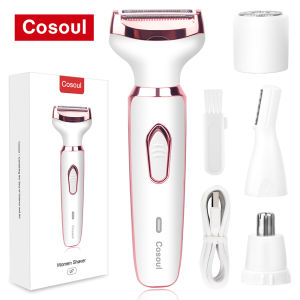 Cosoul 4 in 1 Women shaver body hair removal electric body hair trimmer underarm / bikini / arm / leg /  private part hair removal Painless lady shaver razor
