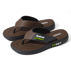 Korean-Style Trendy MenS Flip-Flops Non-Slip Thick-Soled Casual Outdoor Leather Soft-Soled Durable Beach Sandals