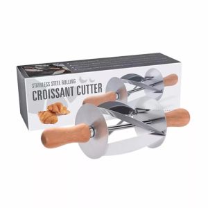 Stainless Steel Bread Rolling Cutter Wooden Handle Pastry Cutting Slicer Kitchen Baking Tool