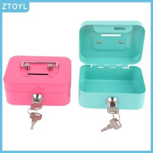 ZTOYL Money Safe Box Mini Cash Box Metal Key Money Bank Small Security Lock Box Portable Sturdy Lockable Coin Boxes