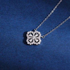 AE New S925 Pure silver necklace for women light luxury elegant four-leaf clover design versatile and high-end accessory that does not fade