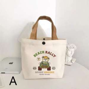 BECORATE Canvas Tote Bag Canvas Big Capacity Mini Handbags Cute Peach Cartoon Lunch Bag Travel
