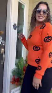 Women Pullover Sweater Long Sleeve Round Neck Cute Multi Heart Knitted Casual Sweater