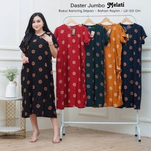 Daster Batik Kencana Jumbo LD 120 Motif Terbaru Busui Friendly Kancing Depan Santung Rayon lembut nyaman di pakai Pakaian Wanita sehari - hari Gaun tidur Bumil Dress