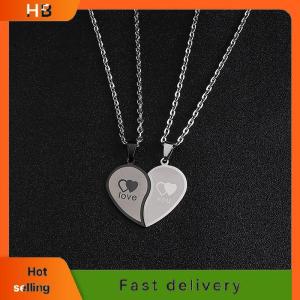HB Couples Jewelry Heart Necklaces Couple Necklace Stainless Steel Engraved Love Pendants Necklace Valentines Day