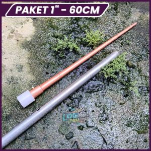 Paket Set Alat Penangkal Petir 1" 60cm + Tiang Pipa Galvanis 1" 60cm + Sok Teflon Siap Pasang