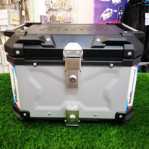 EMS ADVENTURE Aluminium Top Box 45L Black Silver with Universal Plate