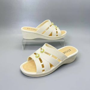 Divine Shoes [Size 37-40] 7010 Sandal Wanita Wedges Sol Tebal Sandal Slip On Karet Lentur