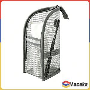 Vacaka Portable Travel Cosmetic Bag with Zipper Mesh Makeup Bag Women Large Capacity Organizer Pouch