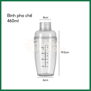 Bình lắc shaker nhựa chia vạch đen Việt Nhật chuyên dùng trong pha chế 320ml/460ml/600ml Mixmore