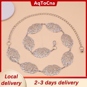[COD] AqToCna Ship within 24 hours Fashion Simple Openwork Leaf Decorated Chain Belt Thin Waist Chain Ladies Decoration Waistband Dress Metal Jewelry Accessories
