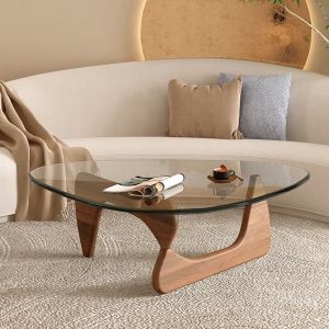 【Desiny】Simple Coffee Tempered Transparent Glass Living Room Sofa Side Creative Tea Table