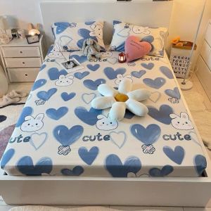 Drap bo chun mẫu Hoa 5 Cánh được chọn mẫu - Ga gối loại đẹp nhiều mẫu Gấu dâu Gấu kem Disney Thỏ tim xanh cute - shop có bán thêm 1 vỏ ôm