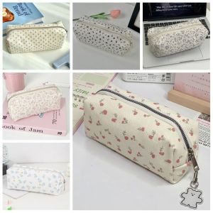 3GGINEII ลายดอกไม้ กระเป๋าปากกา ความจุขนาดใหญ่ หลายฟังก์ชัน กล่องดินสอ น่ารัก ที่เก็บเครื่องเขียน นักเรียน