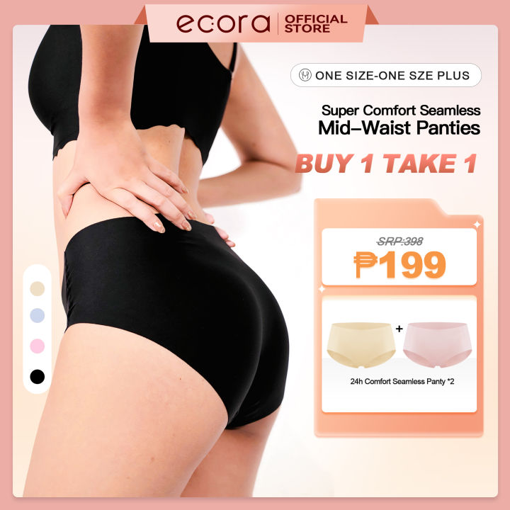 ecora [BUY 1 TAKE 1] Super Comfort Mid-Waist Seamless Panty, Panty for  women, Plus size, Underwear ladies