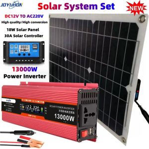 JOYUHON Original Solar Panel System Set 13000W Car Power inverter DC 12V TO AC 220V Solar converter inverter with 18W Solar Panel 30A Solar charging controller for home