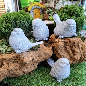 นกแก้ว นกกระจิบคู่บ้าน นกปูนปั้นใช้สำหรับตกแต่งบ้าน สวน สวนถาด สนามหญ้า