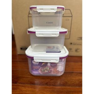SET 3-4 Hộp Đựng Thực Phẩm Trữ Đông Chất Liệu Nhựa Cao Cấp Ngăn Mùi Kháng Khuẩn Có Nắp Kín Khí