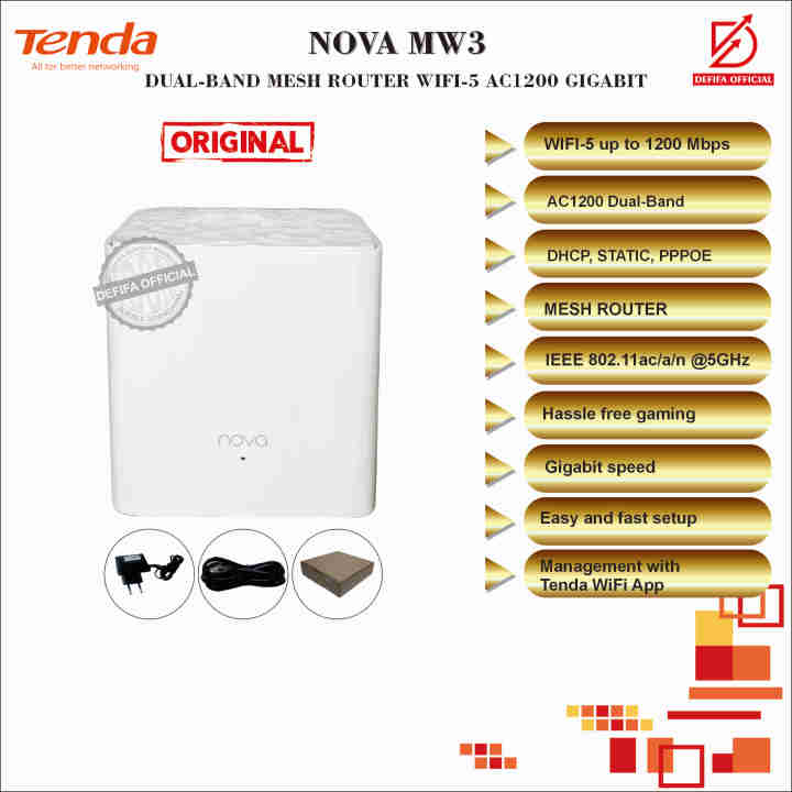 Router Wireless Tenda Dual Band Nova MW3 AC1200 Whole Home Mesh WiFi System  Lazada Indonesia