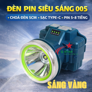 Đèn Pin Đội Đầu Siêu Sáng 005 Choá Đèn 5.5cm Thiết Kế Nhựa ABS Sạc Type-C Tích Hợp Pin 18650 DL 1200mah
