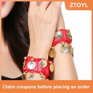 【ZTOYL】 1pcs Belly Dance kim loại đồng xu Vòng tay belly dance cổ tay mắt cá chân còng Vòng tay chiffon Vàng xu belly dance phụ kiện