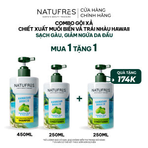 Dầu Gội Sạch Gàu Giảm Ngứa Da Đầu Natufres Hawaiian Breeze Chiết Xuất Muối biển & Trái nhàu Hawaii - 250ml/450ml